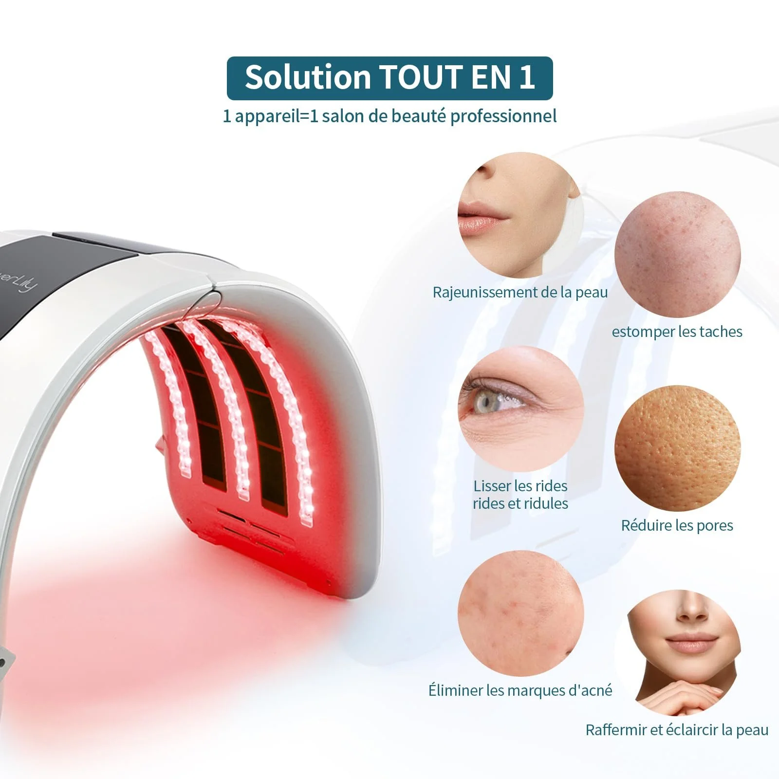LED Маска для обличчя 7 кольорів PDT Пристрій для догляду за шкірою Обличчя, фото №3