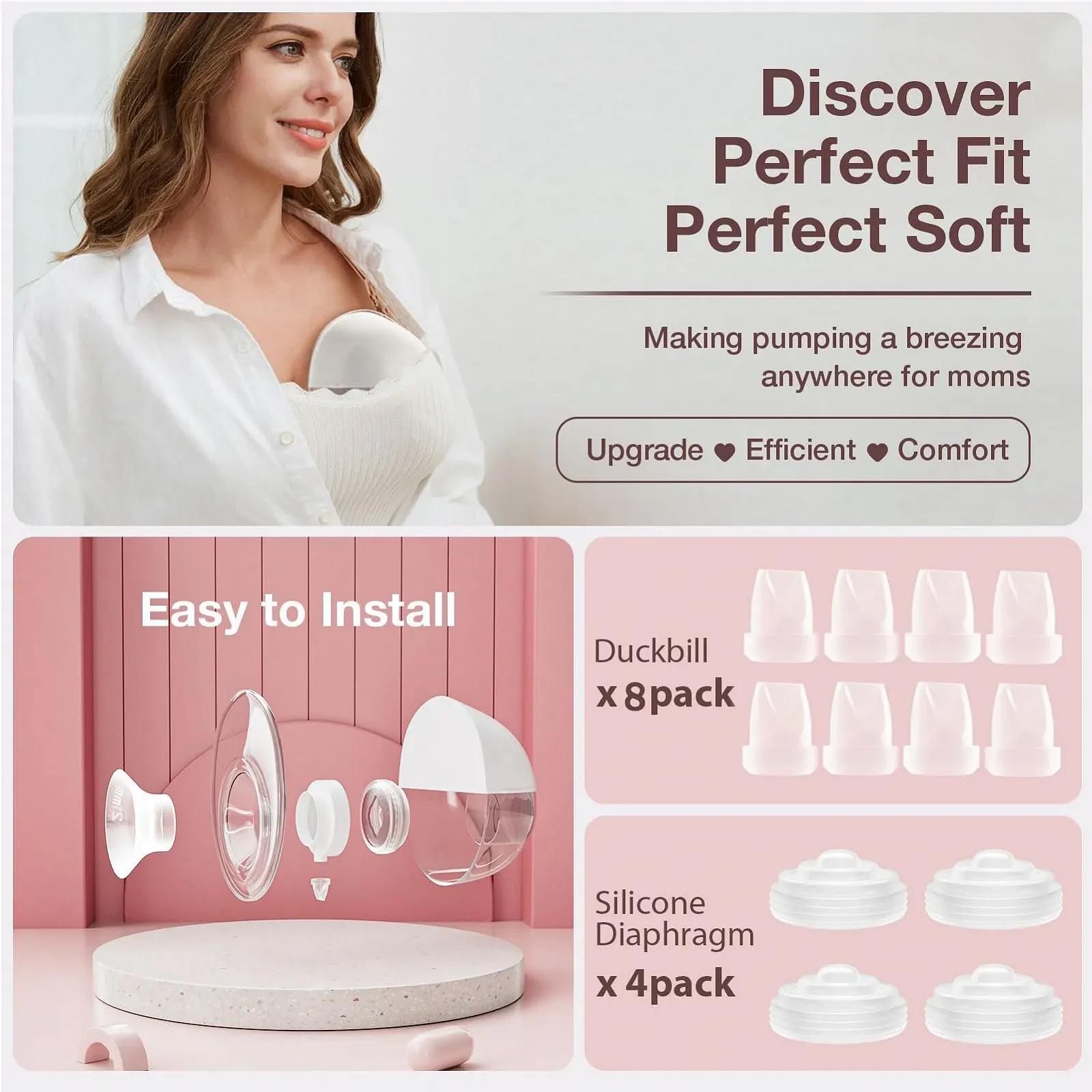 Запчасти для молокоотсоса Momcozy M5 набор 12 единиц (8 клапанов и 4 мембраны) аксессуары для грудного вскармливания, фото №3