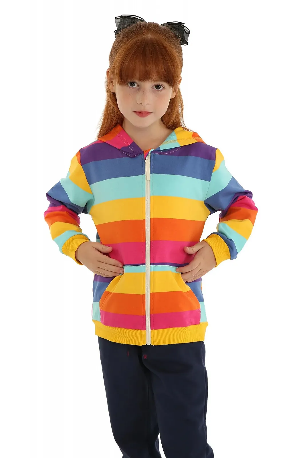 Куртка Mud Kingdom для мальчика с молнией и капюшоном, радужный лоскутный узор, фото №2