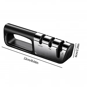 Точило для ножів та ножиць ручна 3-ступінчаста 22 x 6 см synthetic.ua - Фото 1