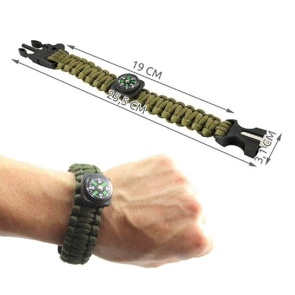 Браслет выживания Paracord с огнивом, свистком, ножом и компасом, фото №2