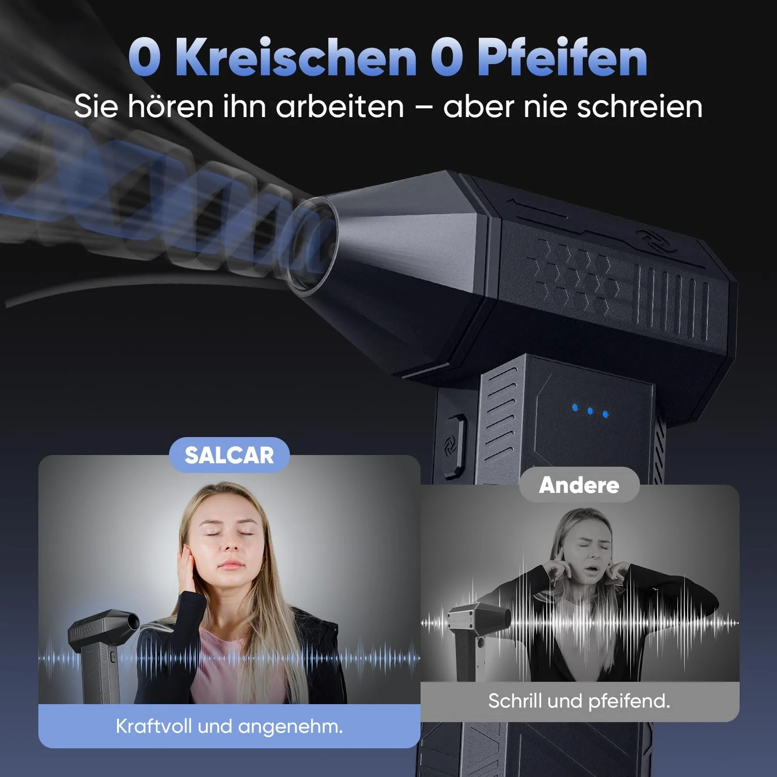 Портативна електрична повітродувка SALCAR X3 110,000 RPM 3-ступенева Turbo, фото №4