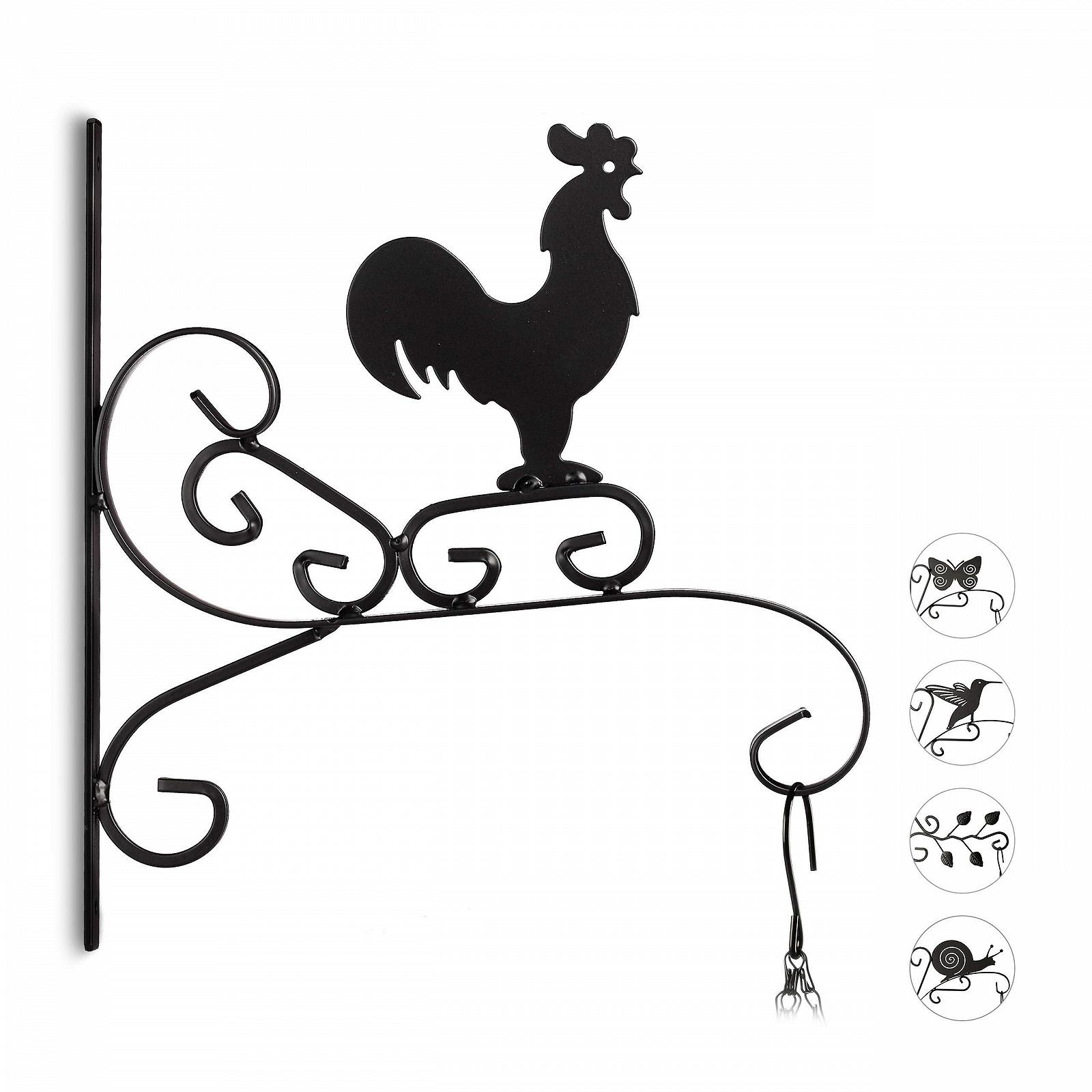 Кронштейни для квітів Relaxdays 3 шт. залізні 30 x 28 x 2 см Чорний, фото №1