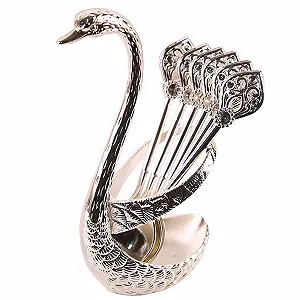 Ложка для кави/десерту Swan Shape, сріблястий, 6 шт - Фото 1