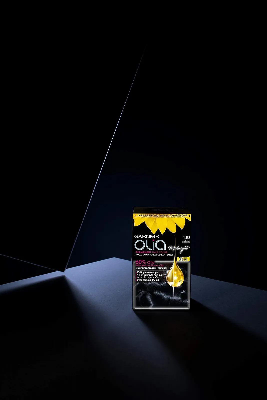 Фарба для волосся Garnier Olia Permanent без аміаку 1.10 Сапфіровий Чорний, фото №4