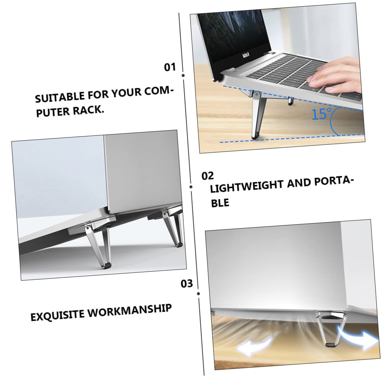 Підставка для ноутбука регульована по висоті, складана, пакування з 2 штук, фото №7