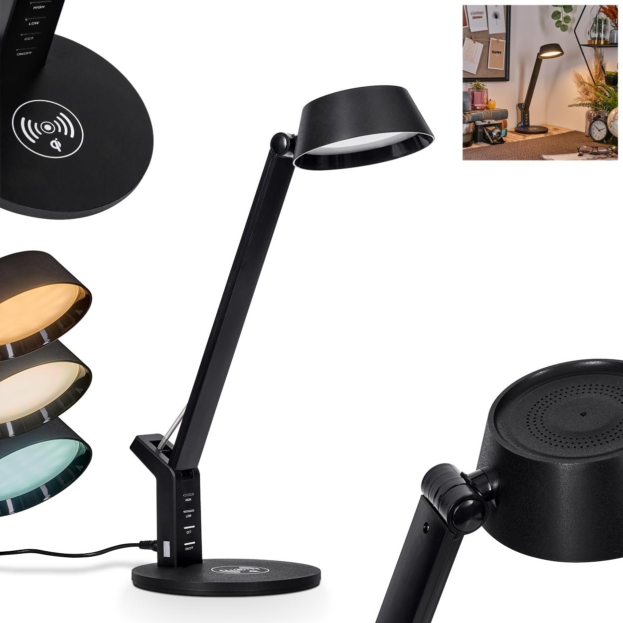 Настільна лампа HOFSTEIN Falon LED пластикова 12 см 7,2 Вт Black White, фото №1