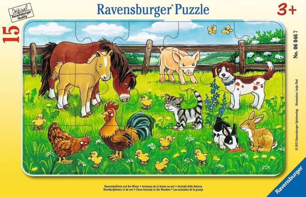 Пазл Ravensburger Children's 06046 Farm Animals on the Meadow с ковриком, фото №1
