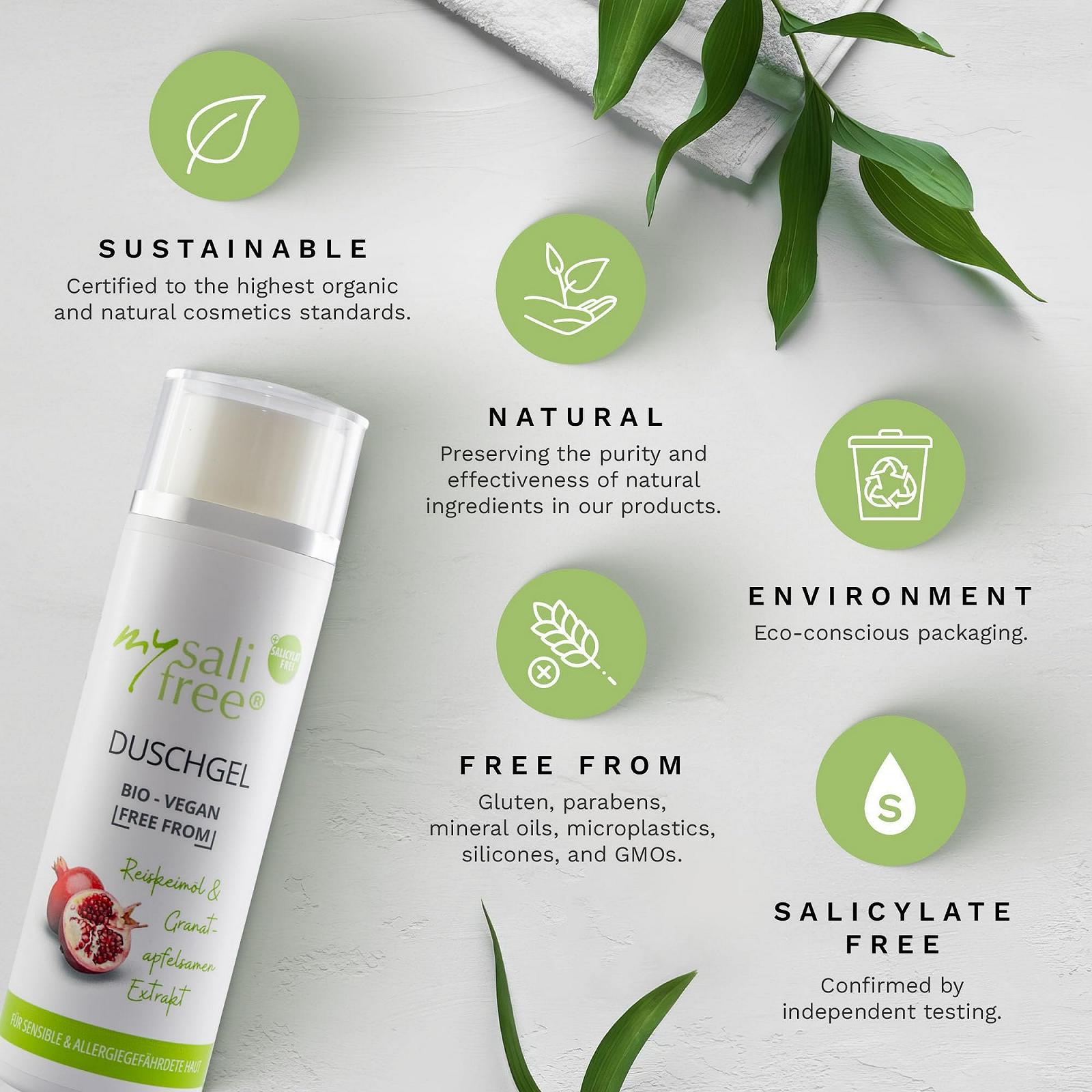 Органічний гель для душу mysalifree для чутливої шкіри з олією рисових зародків 200 мл 100% органічний, фото №5 Органічний гель для душу mysalifree для чутливої шкіри з олією рисових зародків 200 мл 100% органічний, фото №5