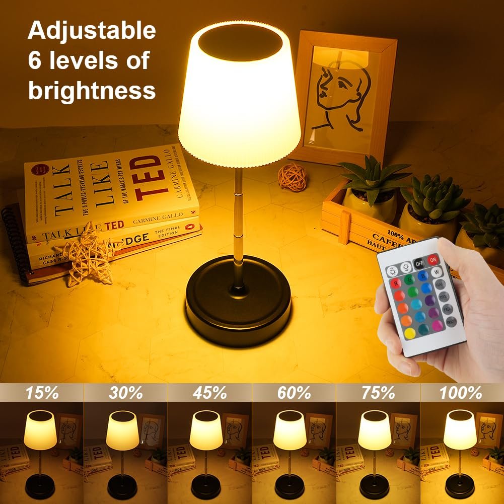 Світлодіодна настільна лампа HOTUT бездротова сенсорна регульована за висотою 16 кольорів RGB USB-C, фото №6