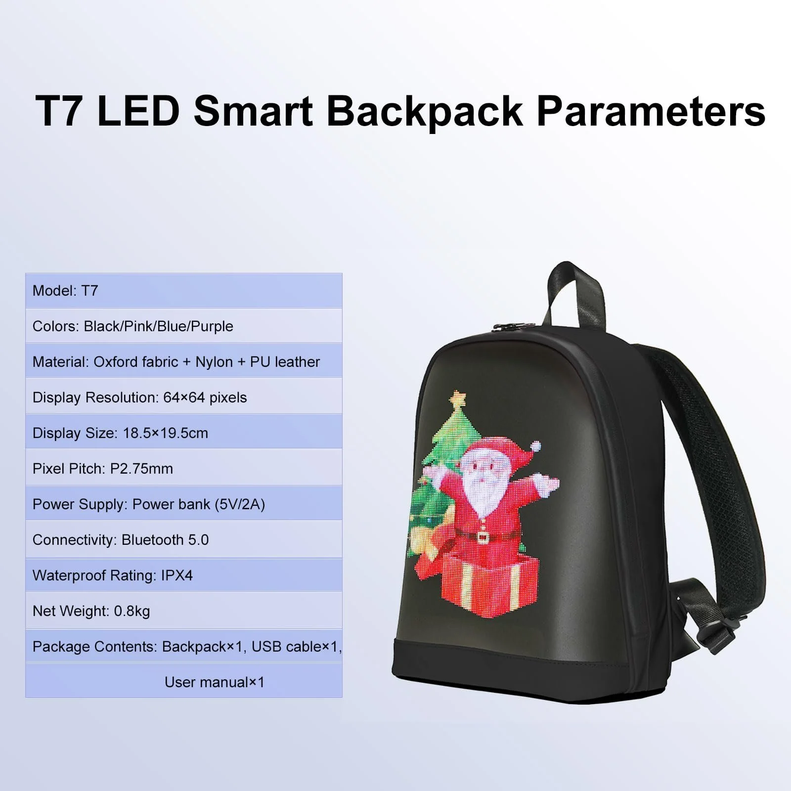 Рюкзак для ноутбука Crelander LED Small программируемый экран 12 дюймов, фото №5 Рюкзак для ноутбука Crelander LED Small программируемый экран 12 дюймов, фото №5