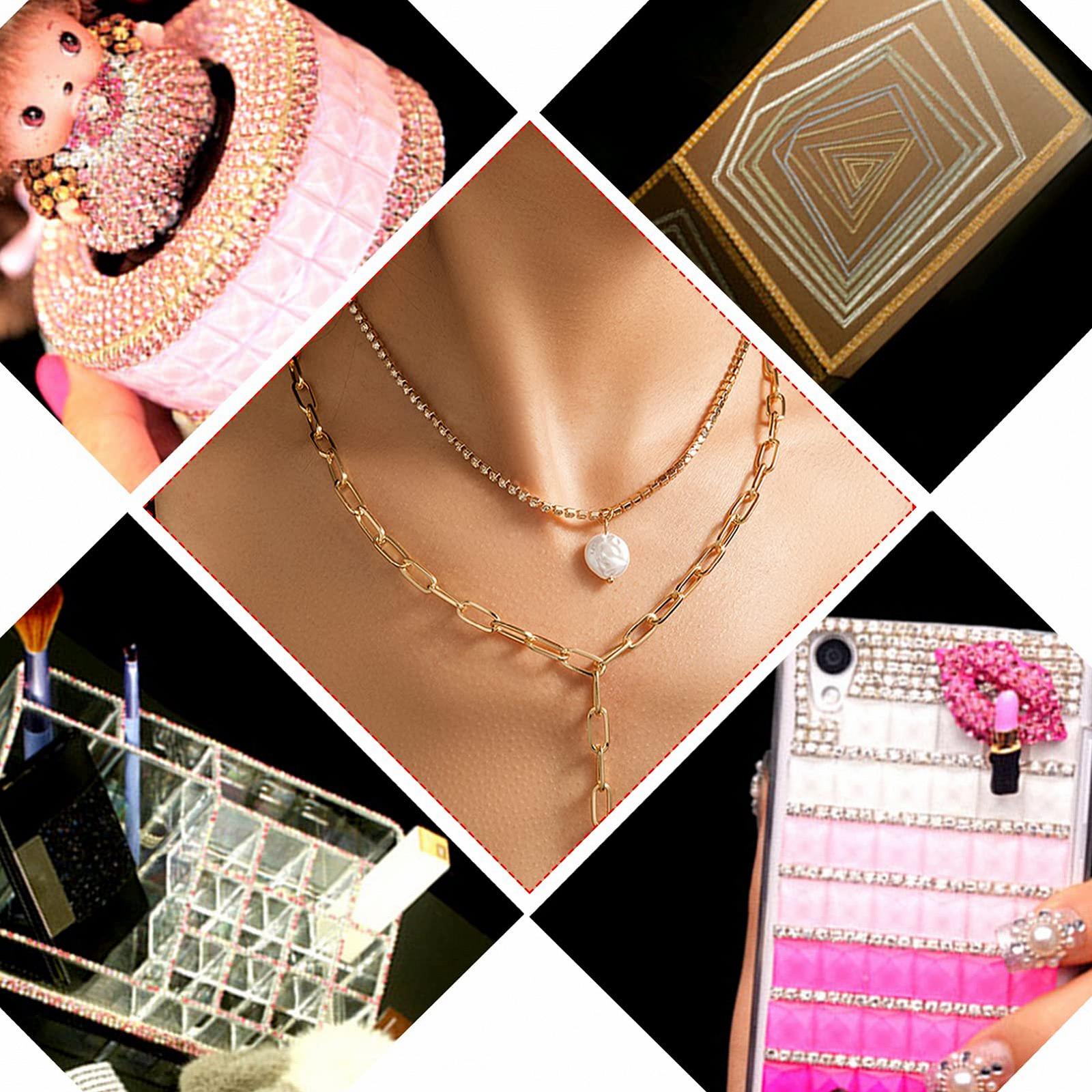 Цепочки для ногтей Zircon Diamond NICENEEDED 2 полоски, 3D золотые цепочки из сплава с блестящими стразами, крупные цепочки для ногтей в форме болтов, фото №6