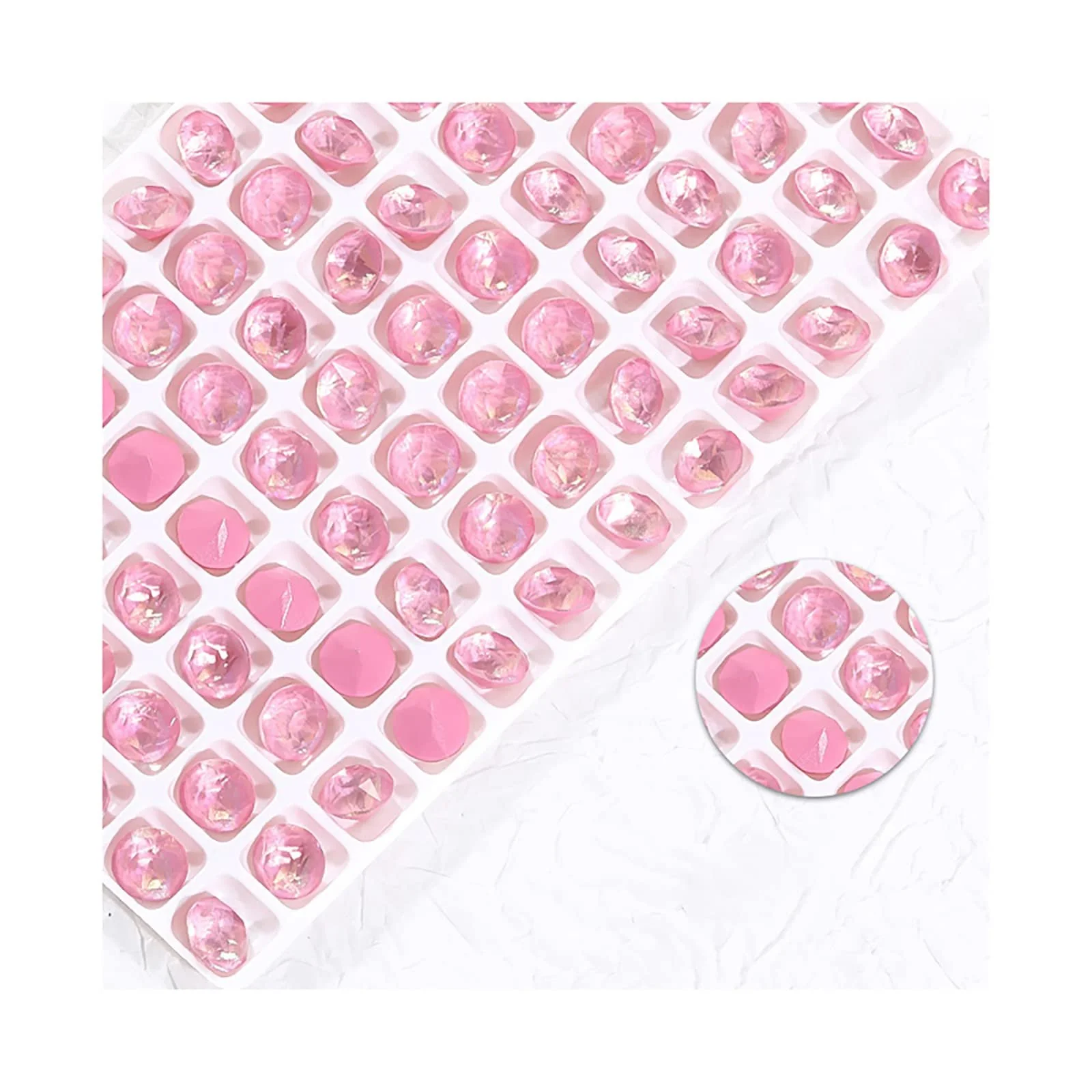 Стрази Скло 3D Блискітки Макіяж Одяг Взуття 84шт Рожево-червоний, фото №1