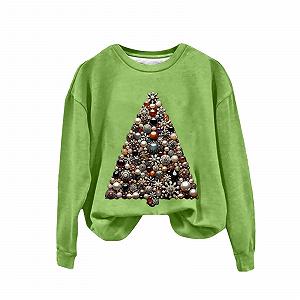 Рождественский свитшот HUIFUAO Женский Милый Уродливый Рождественский свитер для женщин Графический свитер с рождественской елкой Топы Рождественские свитшоты для женщин synthetic.ua - Фото 1