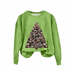 Рождественский свитшот HUIFUAO Женский Милый Уродливый Рождественский свитер для женщин Графический свитер с рождественской елкой Топы Рождественские свитшоты для женщин synthetic.ua - Фото 1