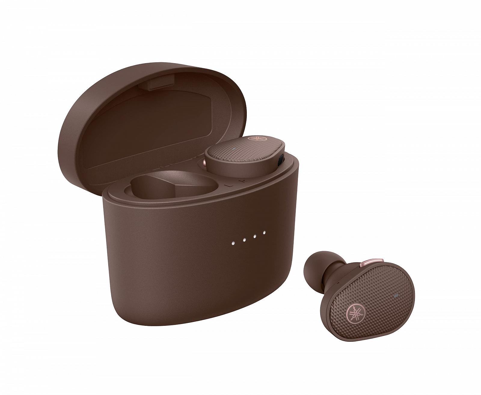 Наушники Yamaha TW-E5B True Wireless - Вкладыши в зарядном чехле с True Sound, aptX Adaptive, Game Mode, Ambient Sound, Listening Care и Встроенным микрофоном Коричневый, фото №1