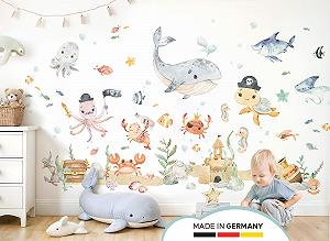 Наклейка для стен Little Deco DL5069 M Sea Animals synthetic.ua - Фото 1