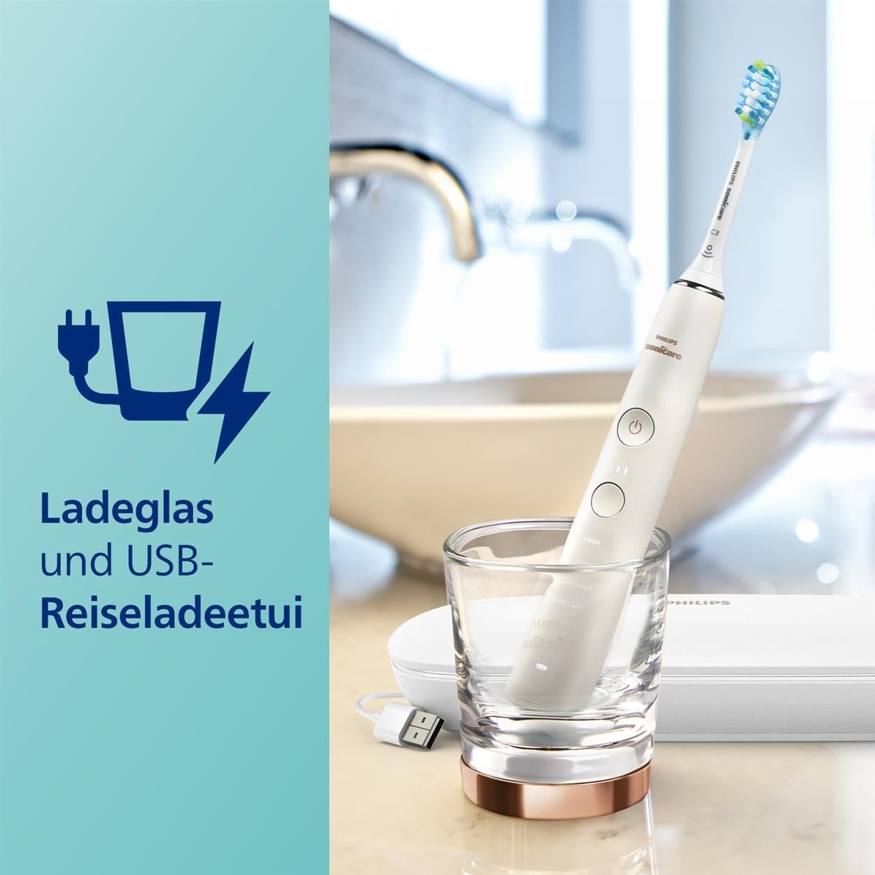 Зубная электрощетка Philips Sonicare DiamondClean 9000 HX9911/94, розовая, фото №9