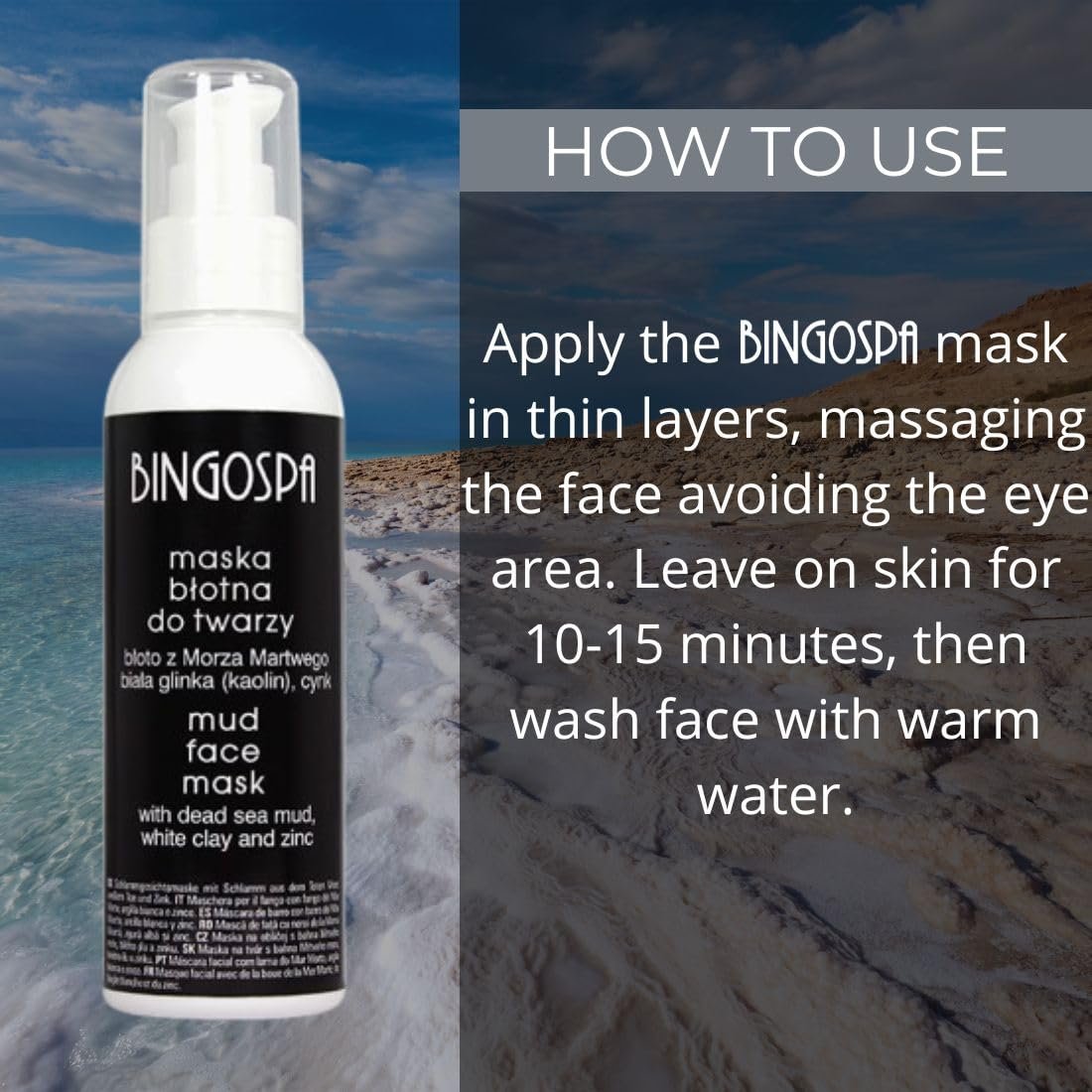 Маска для обличчя Грязь Мертвого моря BINGOSPA з каоліном та цинком для жирної шкіри, фото №3