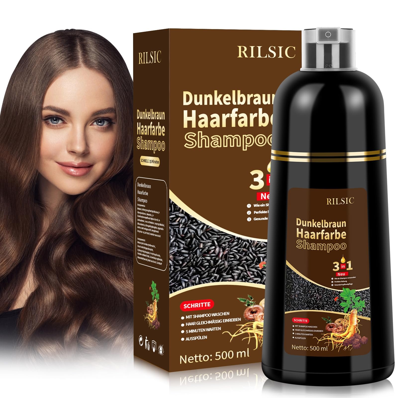 Шампунь для окрашивания волос Brown 3-в-1 Темно-коричневый, 500 мл, фото №1 Шампунь для окрашивания волос Brown 3-в-1 Темно-коричневый, 500 мл, фото №1