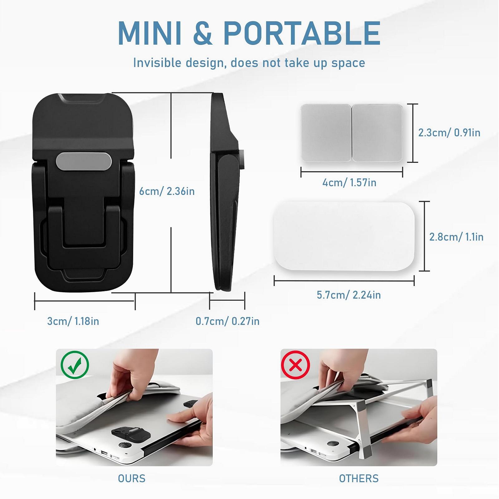 Подставка для ноутбука UBRAVE Mini, 2 шт., регулируемая по высоте, складная подставка для ноутбука, портативная подставка для клавиатуры для стола, совместима со всеми ноутбуками/MacBook/ноутбуками/клавиатурами, черная, фото №2