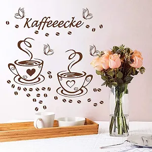 Наклейка на стіну WandSticker4U Coffee Cup Beans Cappuccino Kitchen Office Dining Room Cafe Bar Bakery Furniture Window Adhesive Film synthetic.ua - Фото 1