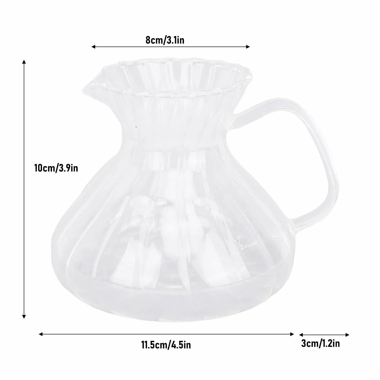 Сервер для кофе стеклянный Haofy 500 мл, прозрачный, фото №3