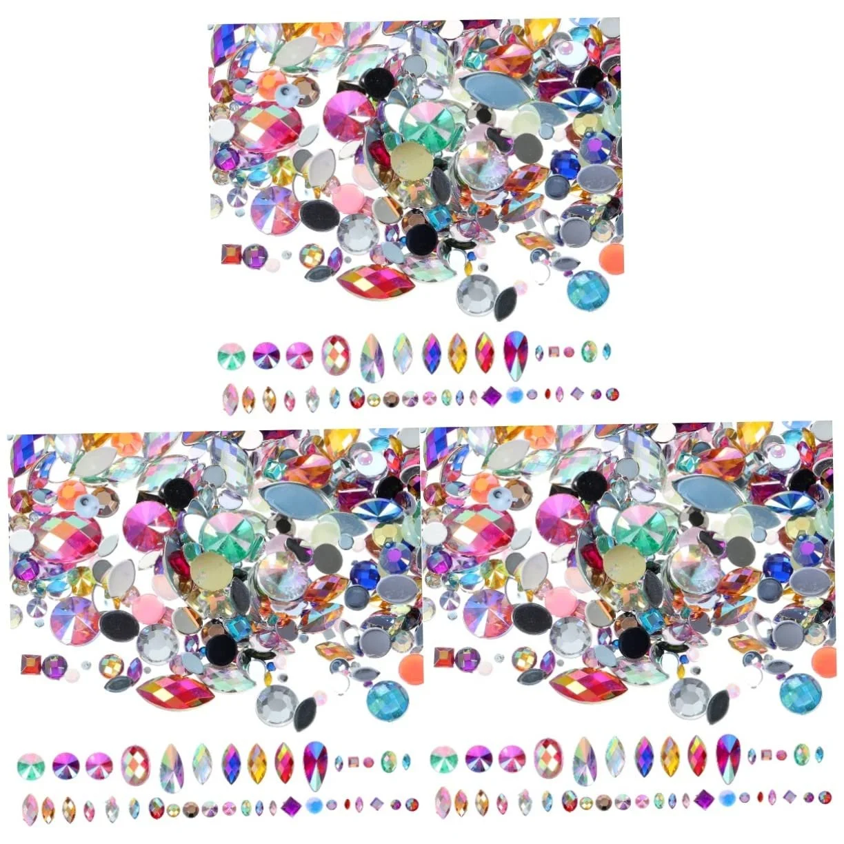 Стразы minkissy с плоским дном 900 шт. для рукоделия, разноцветные блестящие камни для украшения ногтей для творческих художественных проектов и маникюра, фото №1