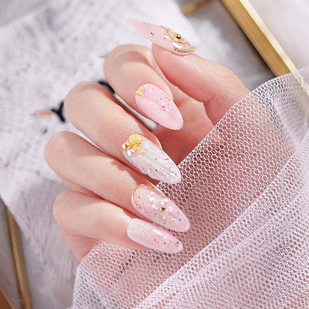 Страз зірка місяць мушля Anjing. Металева заклепка для нігтів Золотистий, фото №5