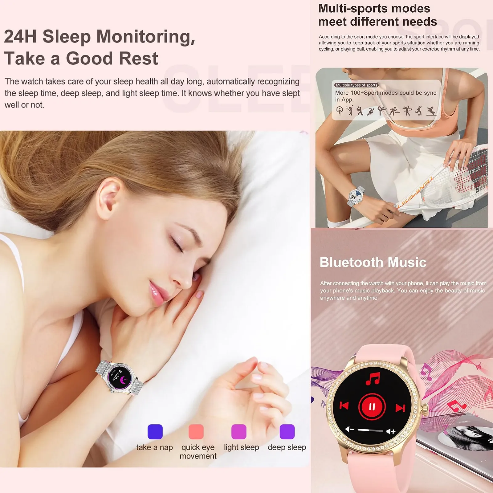 Женские Смартчасы с Функцией Телефона AMOLED 1.28 дюйма, фото №6