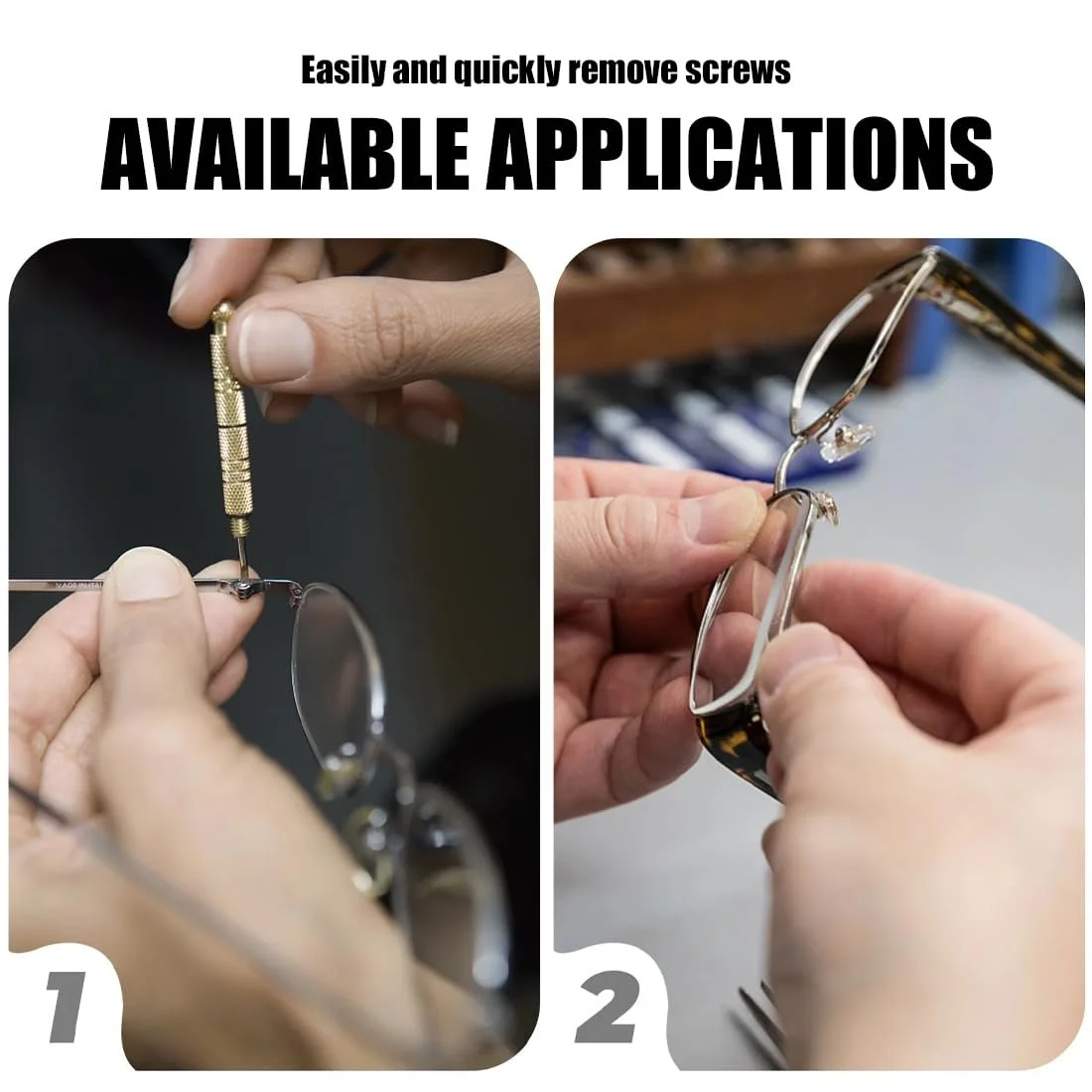 Набір BHIPKOT 2 Мінімальні окулярні викрутки Набір для ремонту окулярів 3 в 1 Нержавіюча сталь Кільце для ключів Точна маленька викрутка, фото №5