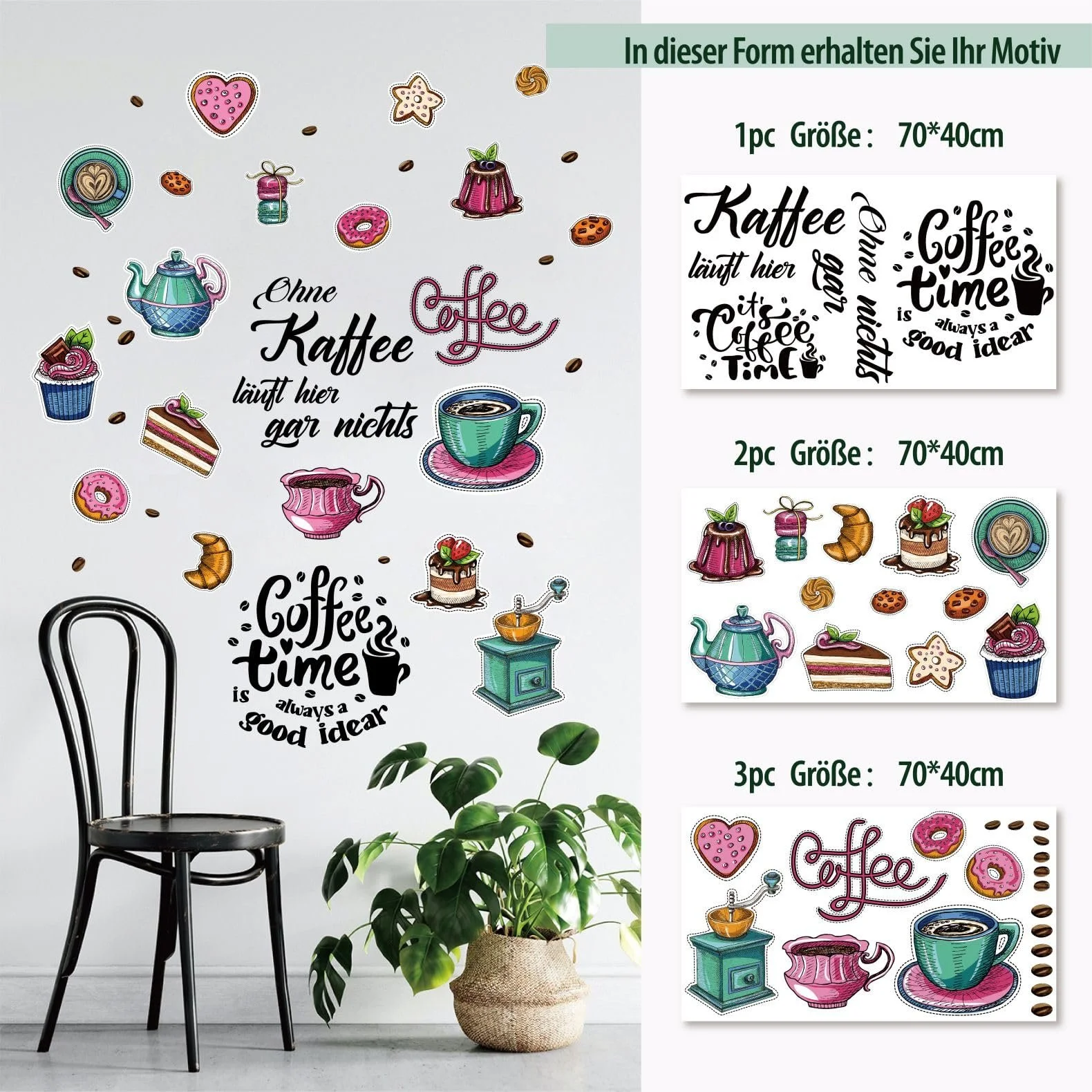 Наклейки на стену Набор 38 шт. Кухня Кофе 70 x 40 см, фото №2