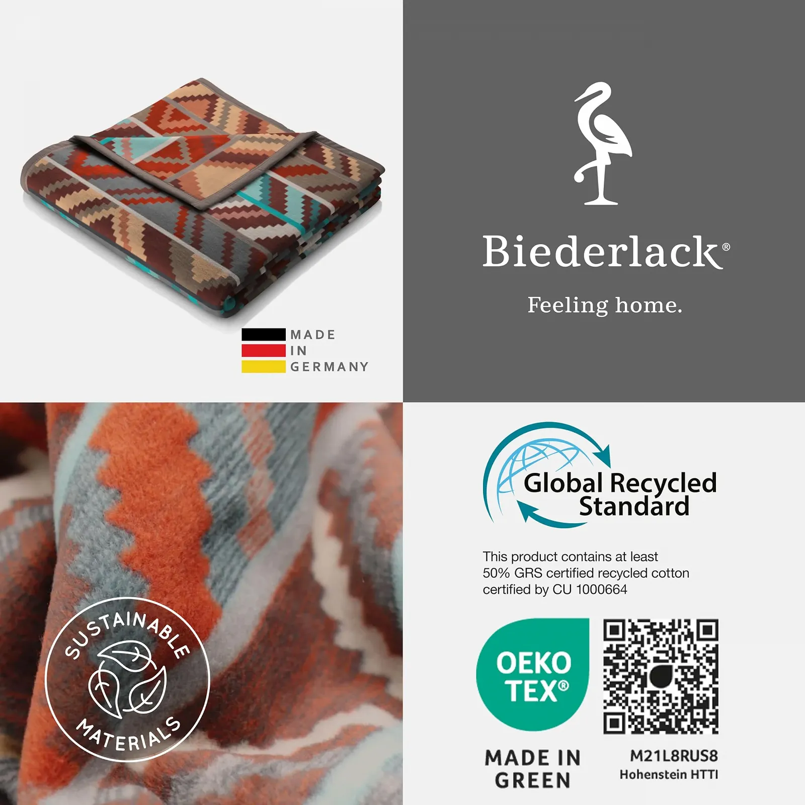 Плед Biederlack Fluffy Cuddly Ethnic Prism I Сделано в Германии I Oeko-Tex Made in Green I Плед из хлопковой смеси в этническом стиле I Плед для дивана 150 x 200 см I Экологически чистое производство, фото №7