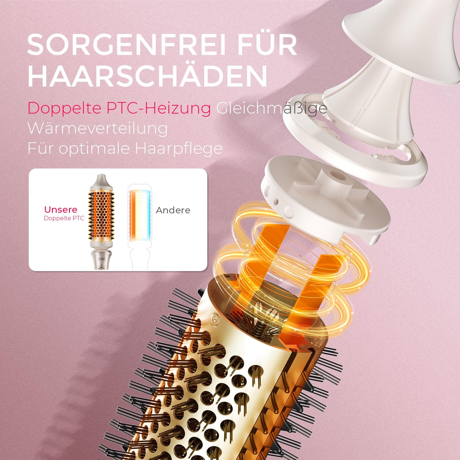 Термощітка TYMO STYLUX Thermal Brush 43 мм Gold, фото №6 Термощітка TYMO STYLUX Thermal Brush 43 мм Gold, фото №6