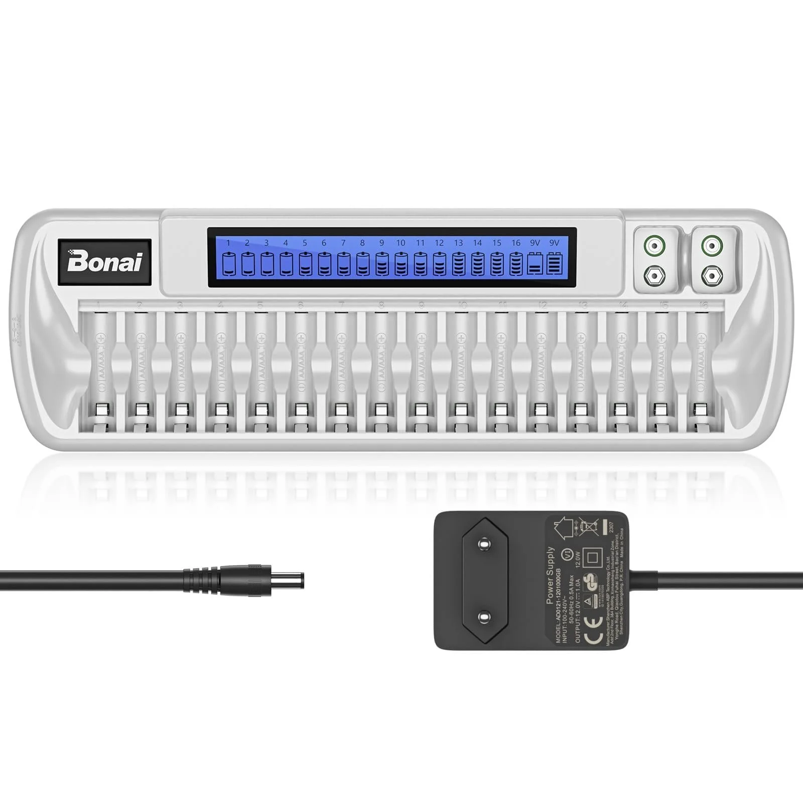 Акумулятор AA BONAI 2800 mAh, 8 шт. із зарядним пристроєм на 4 слоти, фото №1