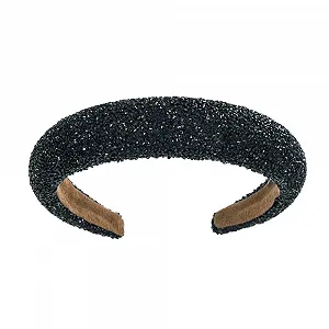 Обруч Эластичный с широкой отделкой Стразами и блестками - Фото 1