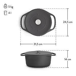 Каструля Clara Чавун з кришкою для індукційної плити та духовки synthetic.ua - Фото 1