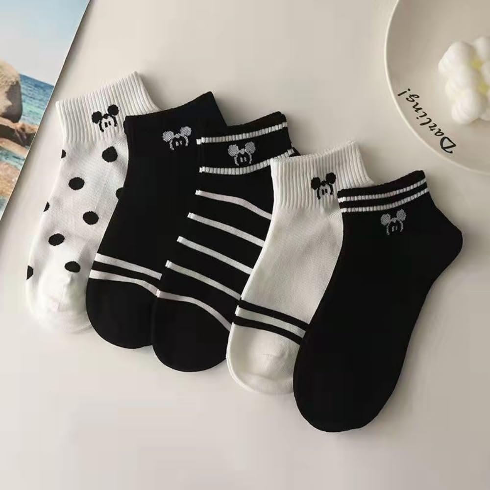 Носки Женские Дышащие Ankle Socks Ruffle Socks Короткие Полуноски Хлопковые Ankle Socks Мультяшные Животные Спортивные Летние Ankle Socks Носки для Кроссовок - 5 пар, фото №5