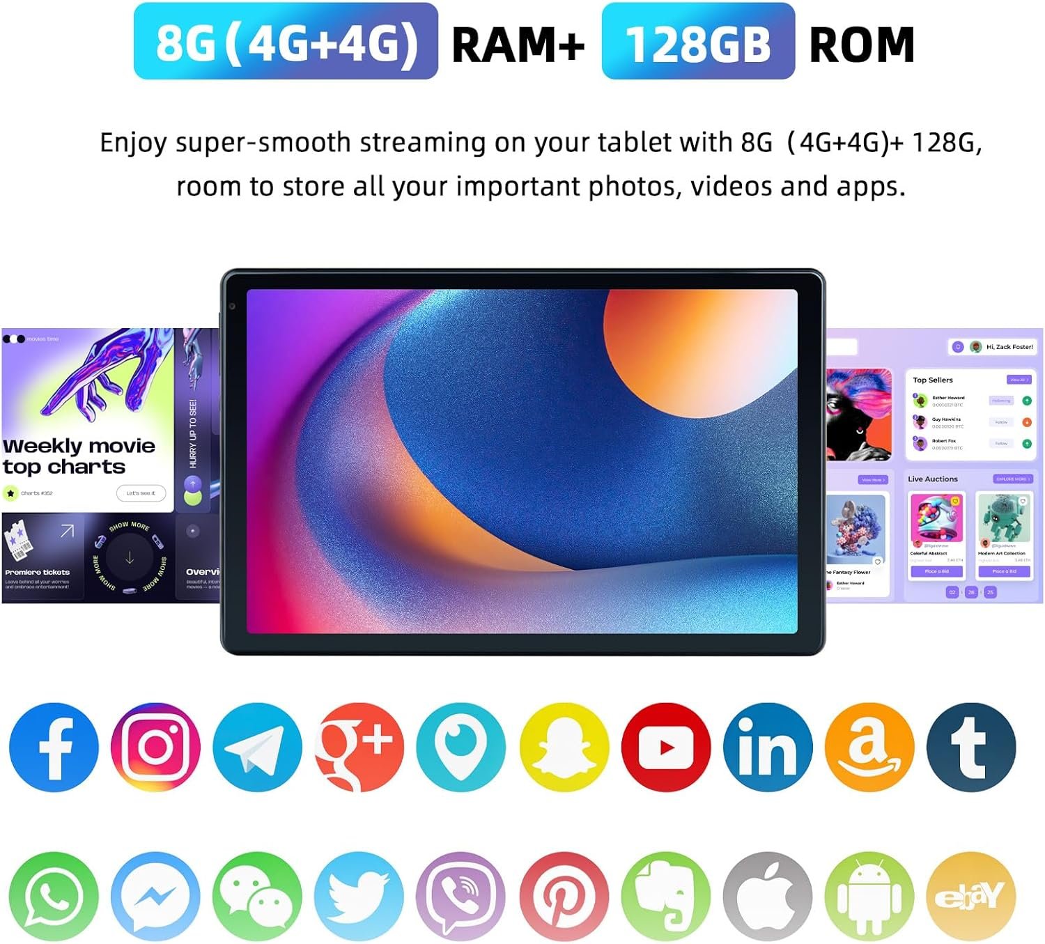 Планшет 10.1" Okaysea ‎OC101 (4+4)/128Gb 8 ядер Android 13 5000 mAh Черный, фото №5