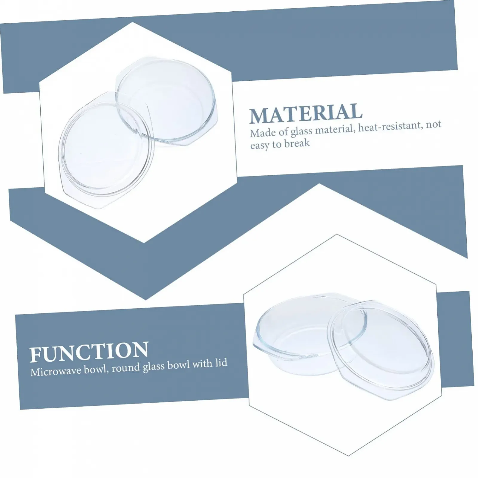 Кастрюля для запекания OUNONA круглая стеклянная с крышкой для микроволновой печи и духовки 0,65 л Прозрачная, фото №7