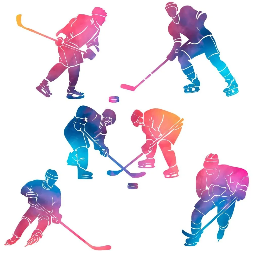 Наклейка на стіну SUPERDANT Colour Gradient Art Hockey Player 39 x 90 см, фото №1
