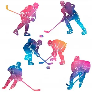 Наклейка на стіну SUPERDANT Colour Gradient Art Hockey Player 39 x 90 см - Фото 1