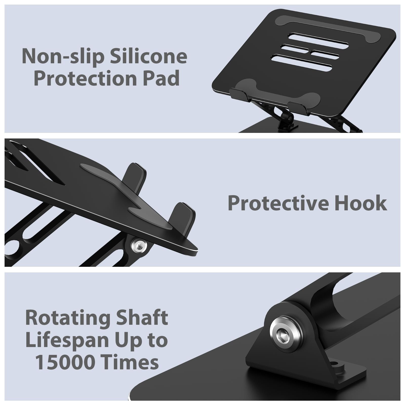 Підставка для ноутбука, складана алюмінієва підставка для ноутбука, регульована по висоті для всіх ноутбуків 10-15.6 дюймів, планшет - Сірий, фото №6 Підставка для ноутбука, складана алюмінієва підставка для ноутбука, регульована по висоті для всіх ноутбуків 10-15.6 дюймів, планшет - Сірий, фото №6