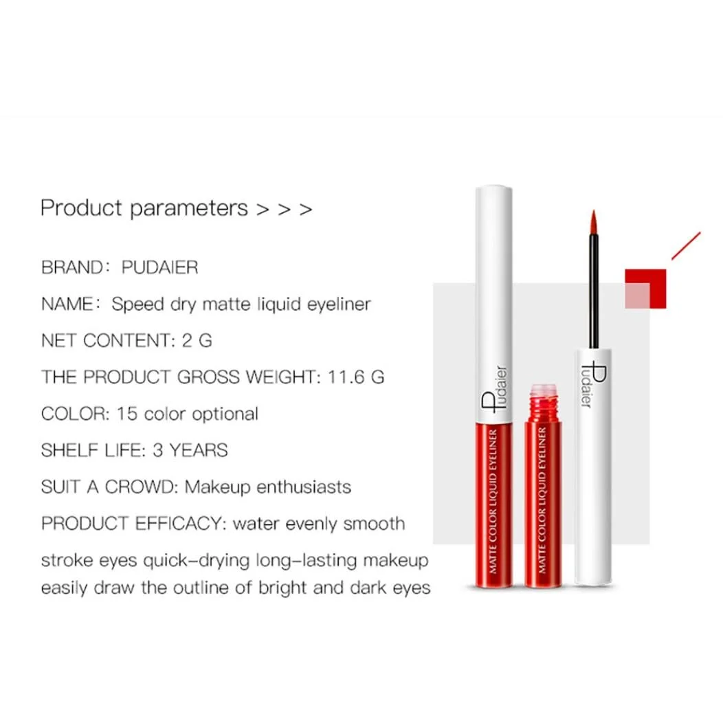 Матовий Рідка Eyeliner Різнокольоровий Eyeliner-Підводка водостійка Високопігментований Довготривалий Яскравий, фото №6