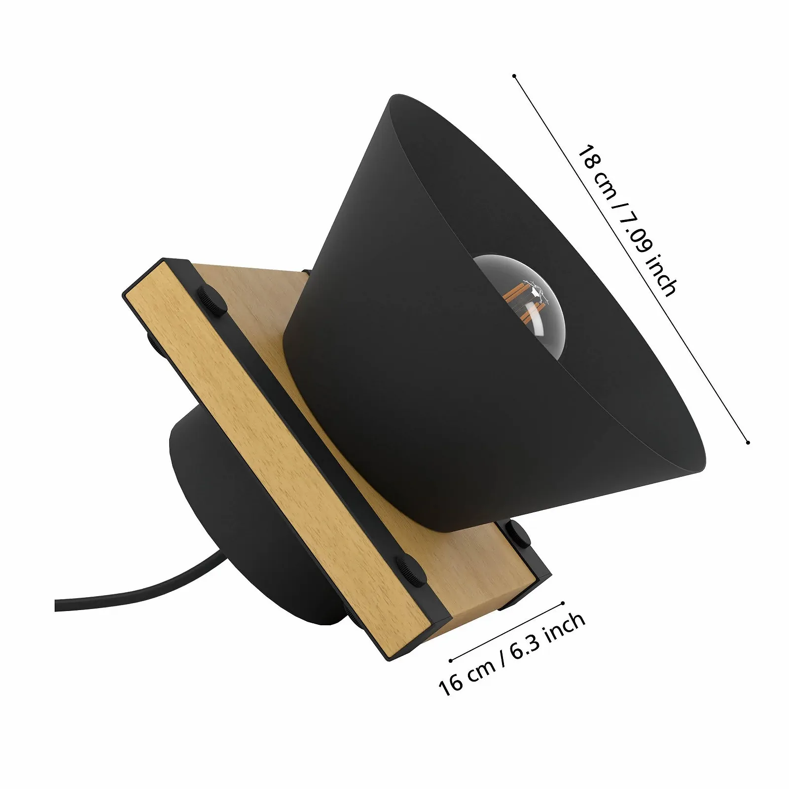 Настільна лампа EGLO Maccles FSC100HB Метал Дерево E27 Чорний Дерево, фото №5