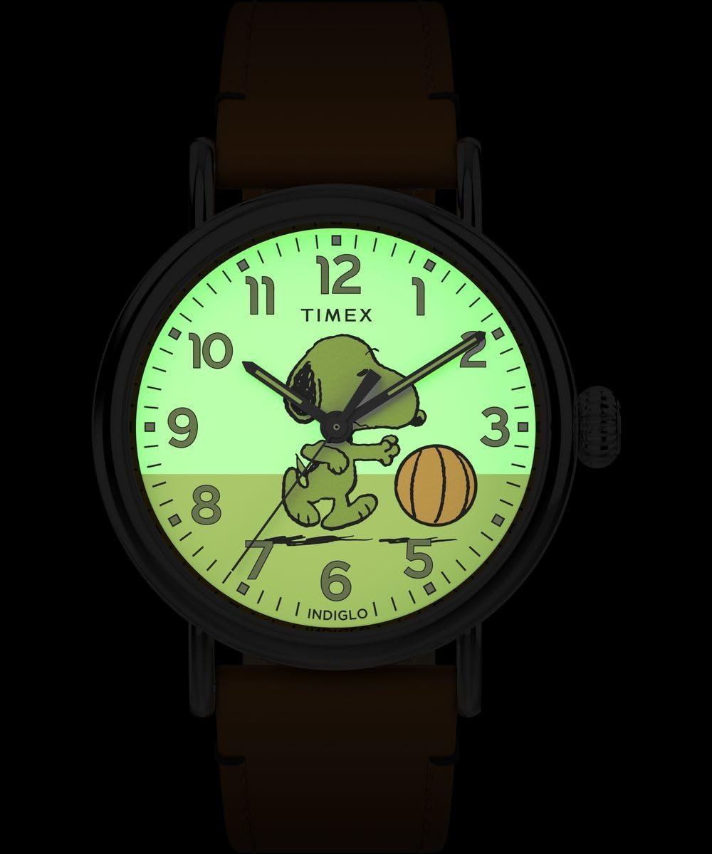 Мужские аналоговые кварцевые часы Timex Standard x Peanuts Basketball, коричневые, повседневные, фото №7