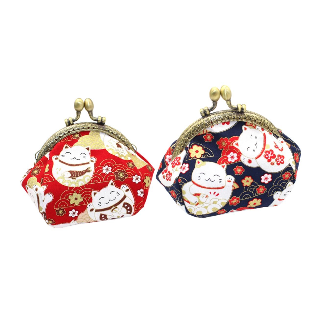 Кошелек для монет VALICLUD 2шт. Retro Lucky Cat Pattern Симпатичная сумка для хранения мелочи для женщин в винтажном стиле, фото №1