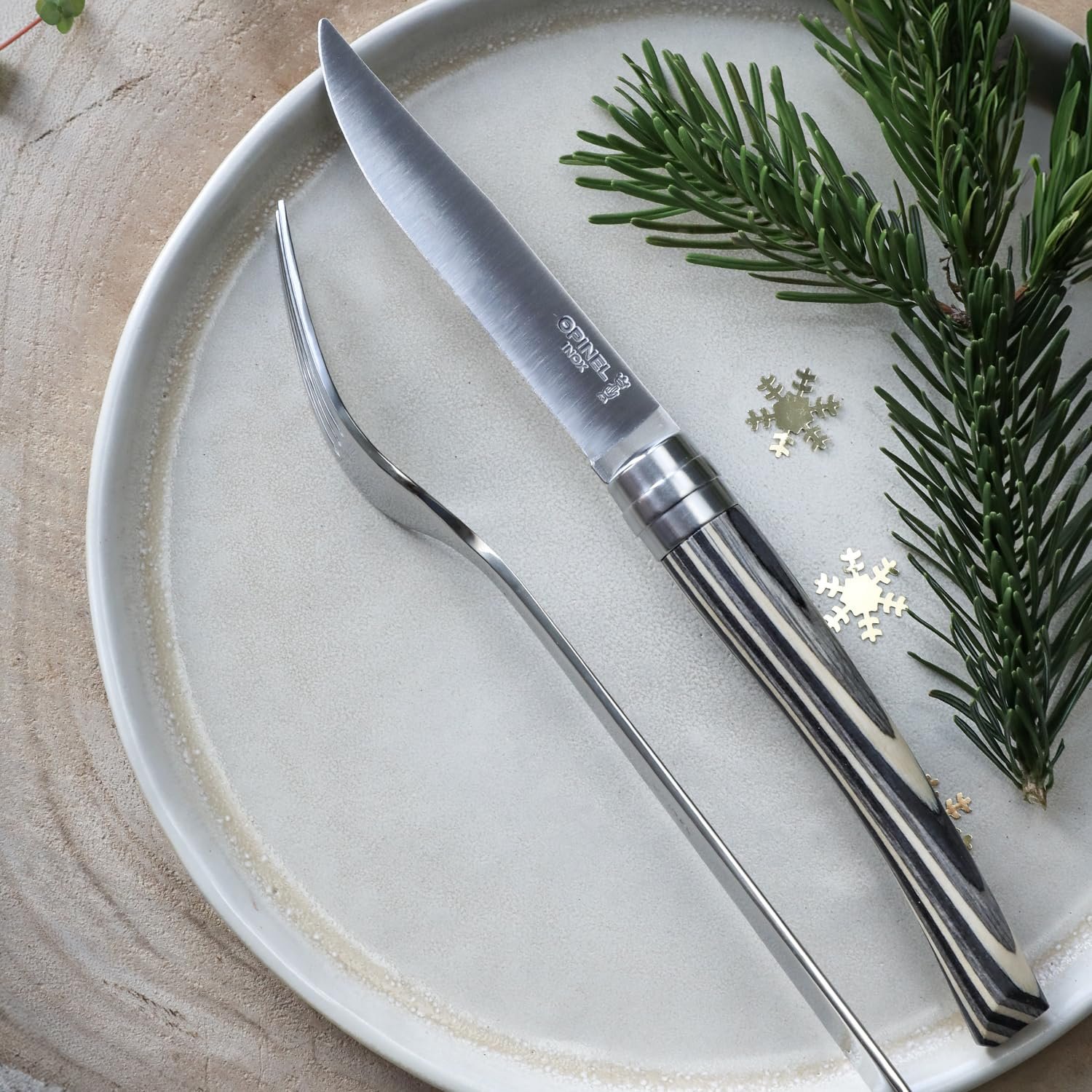 Набор ножей Opinel Table Chic Ламинированная береза, черный, 4 ножа, длина лезвия 10 см, дерево, фото №7