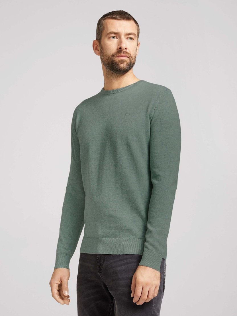 Джемпер Tom Tailor basic crew neck Зелений XXXL, фото №1