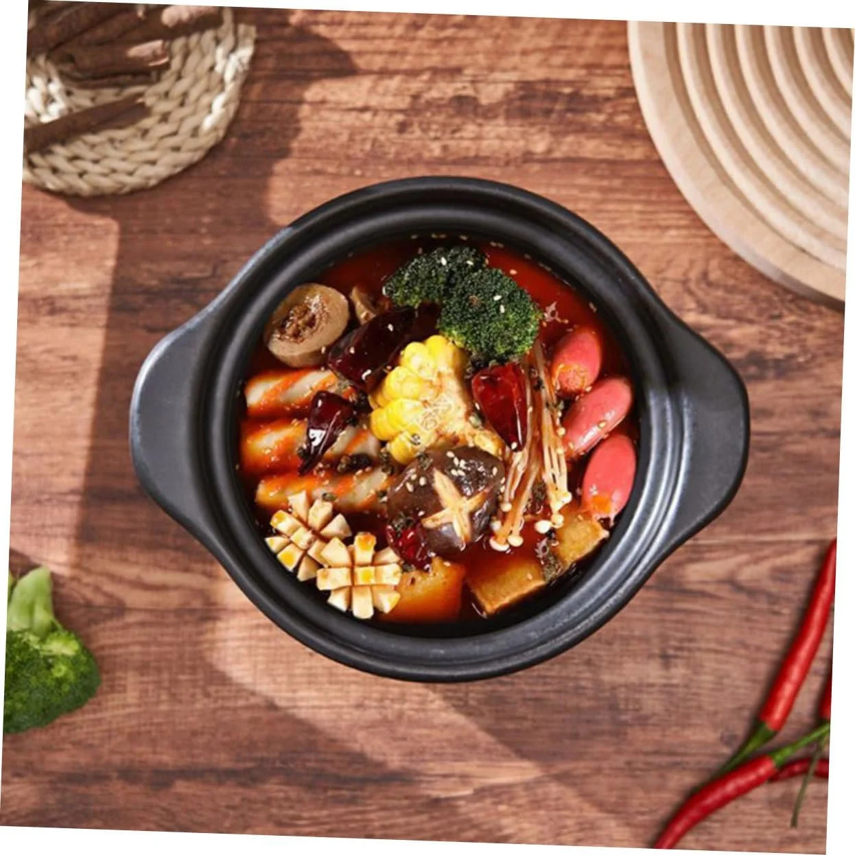 Керамическая кастрюля Toyvian с крышкой термостойкая для бибимбапа многофункциональная, фото №5